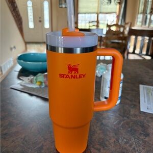Stanley Orange Insulated Mug with Handle and Straw